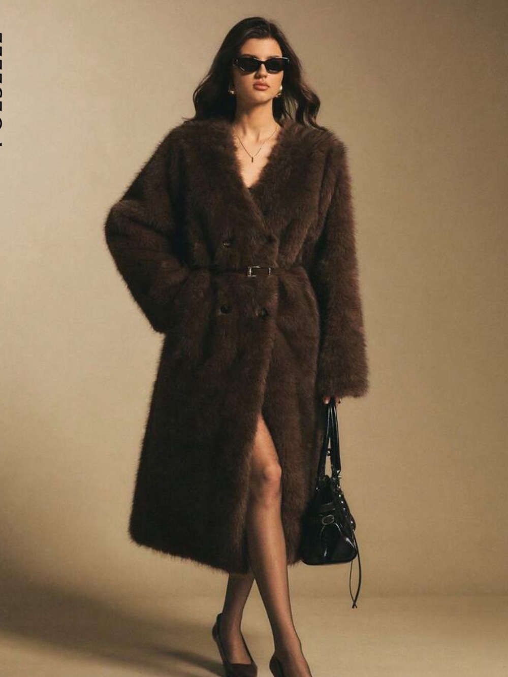 Plush Brown Teddy Coat - Luxe Women's Outerwear - Picture 3 of 3